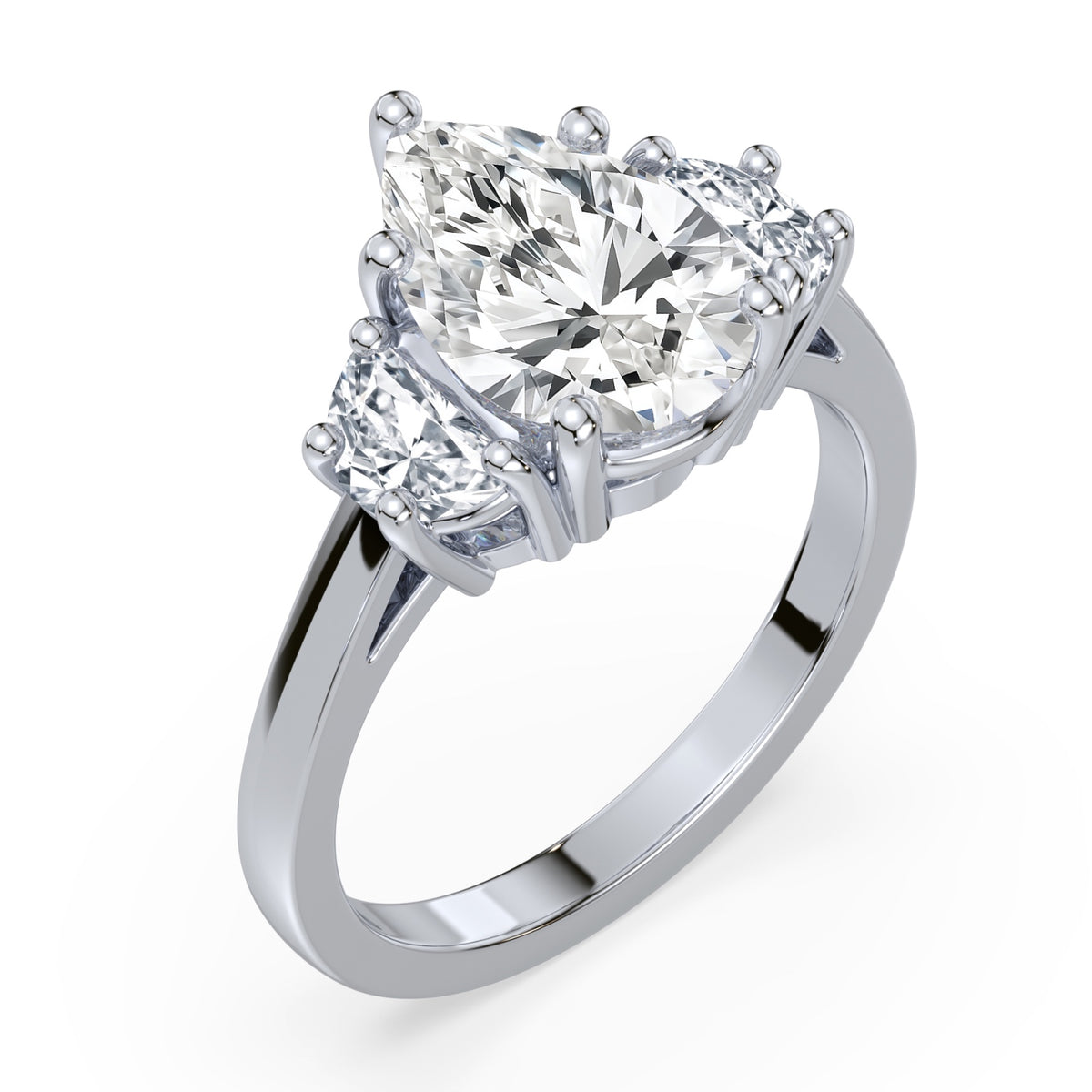 Eleanor Half Moon Three Stone Setting
