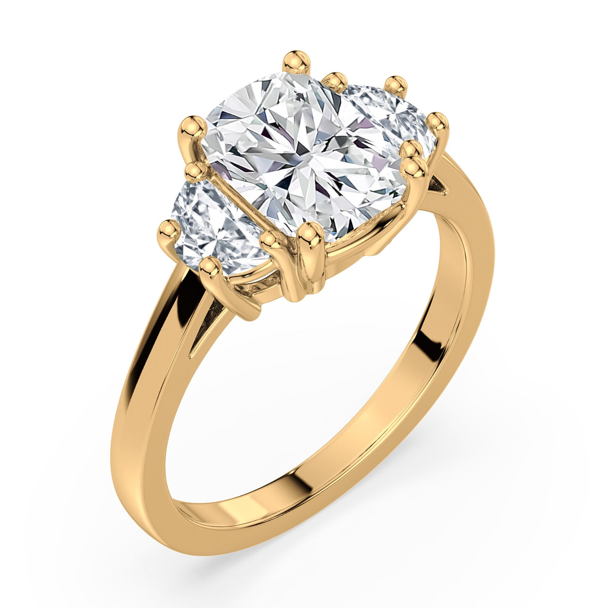 Eleanor Half Moon Three Stone Setting