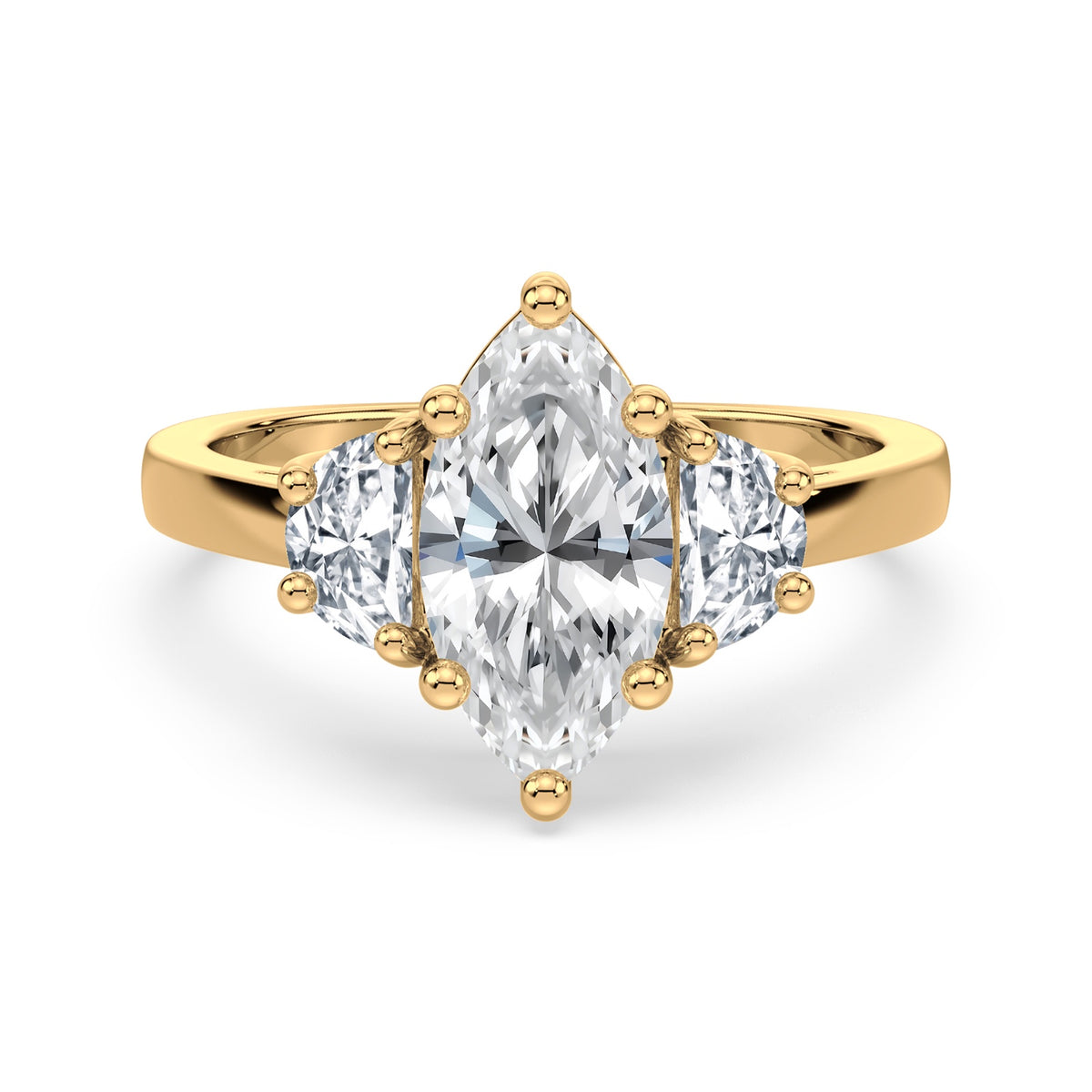 Eleanor Half Moon Three Stone Setting