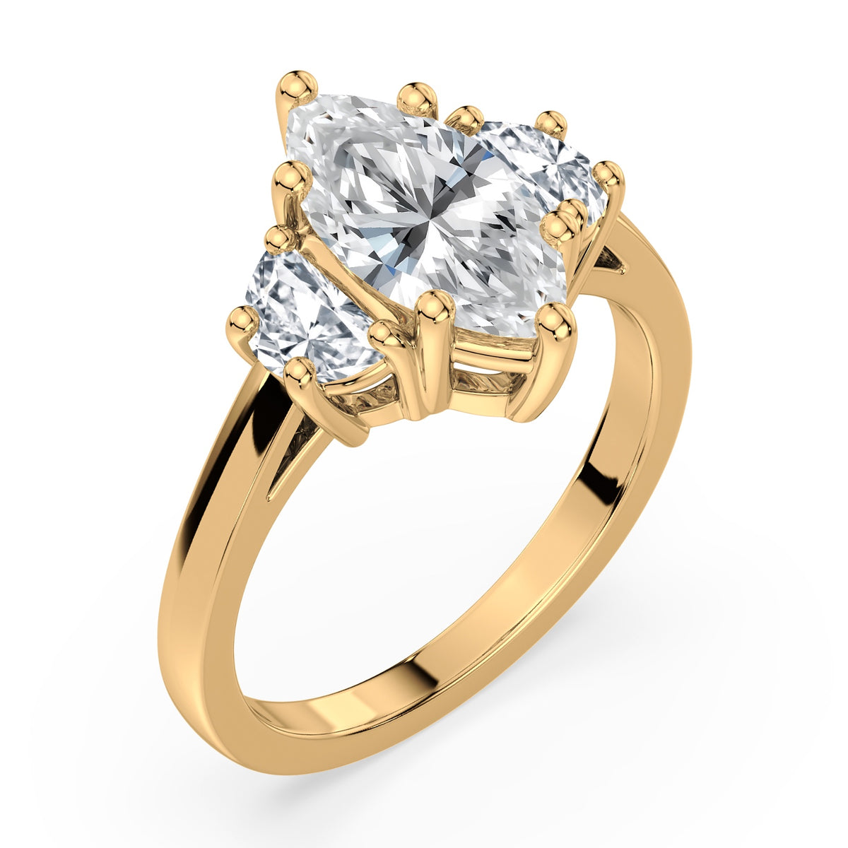 Eleanor Half Moon Three Stone Setting