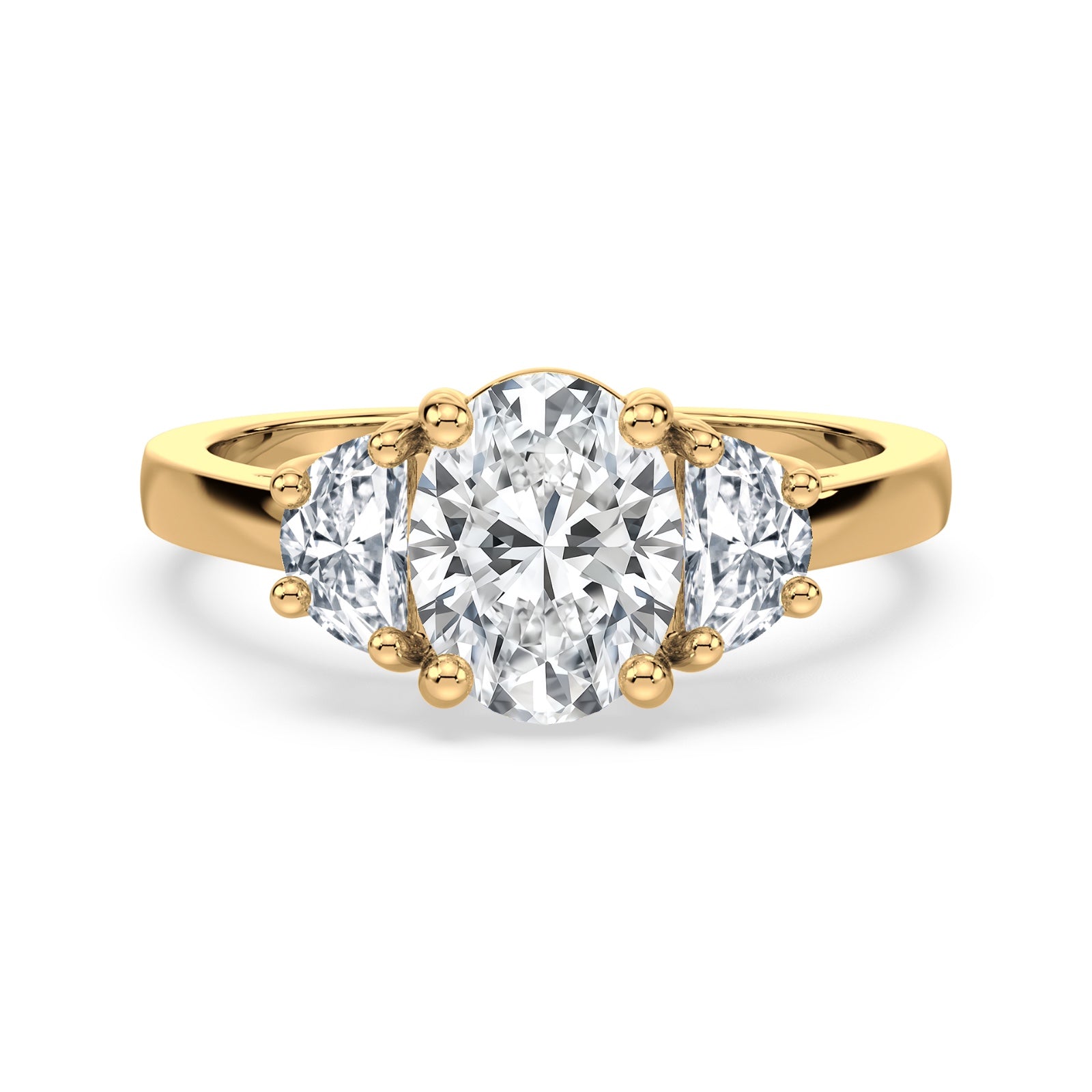 Eleanor Half Moon Three Stone Setting