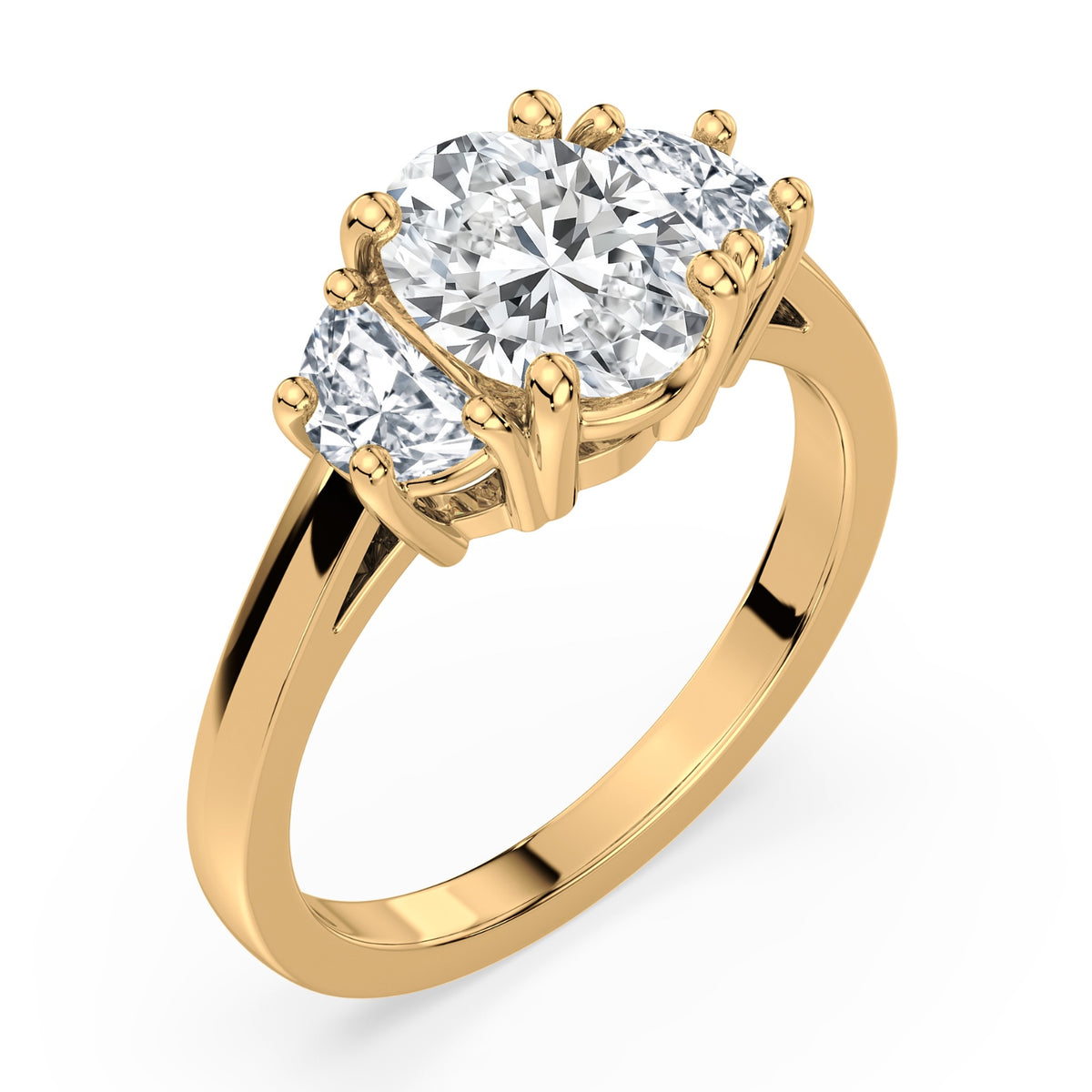Eleanor Half Moon Three Stone Setting