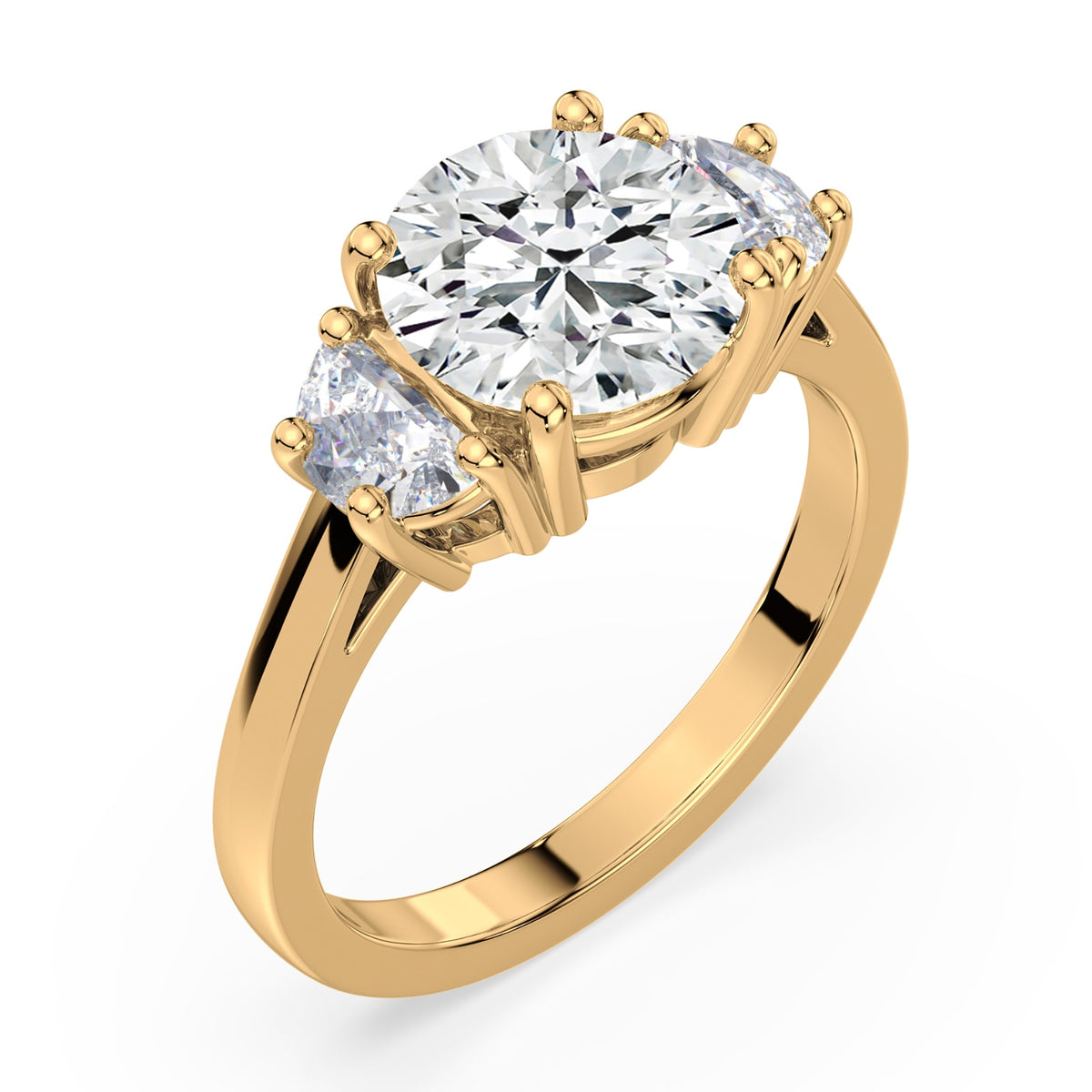 Eleanor Half Moon Three Stone Setting
